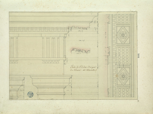 Etude de l'ordre dorique du théâtre de Marcellus / Pierre-Adrien Pâris , [S.l.] : [P.-A. Pâris], [1700-1800]