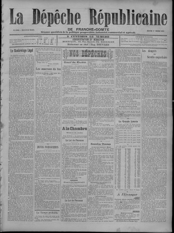 01/03/1910 - La Dépêche républicaine de Franche-Comté [Texte imprimé]