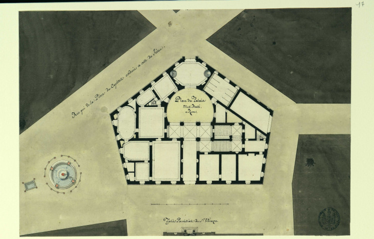 Plan du palais Muti Bussi à Rome / Pierre-Adrien Pâris , [S.l.] : [P.-A. Pâris], [1700-1800]
