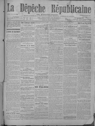 29/12/1918 - La Dépêche républicaine de Franche-Comté [Texte imprimé]