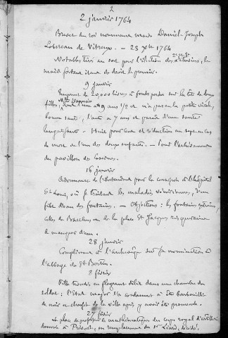 Ms 1851 - Inventaire et analyse des registres des délibérations municipales de la Ville de Besançon : 1764-23 janvier 1790 (tome X). Notes d'Auguste Castan (1833-1892)