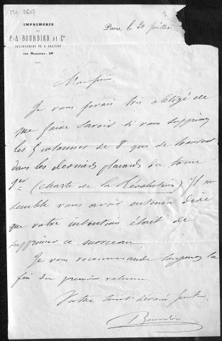 Ms 2607 - Lettres de Pierre-Joseph Proudhon