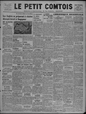 03/02/1942 - Le petit comtois [Texte imprimé] : journal républicain démocratique quotidien
