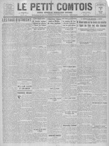 07/03/1929 - Le petit comtois [Texte imprimé] : journal républicain démocratique quotidien