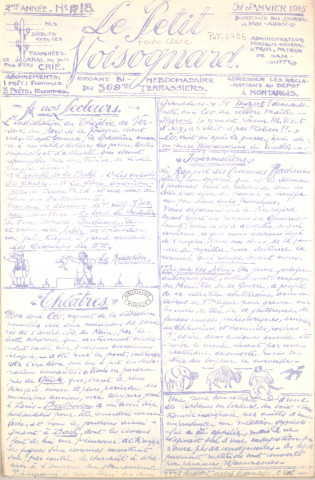 31/01/1915 - Le Petit Voisognard : organe bi-hebdomadaire du 369e terrassiers