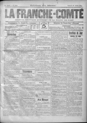 28/07/1894 - La Franche-Comté : journal politique de la région de l'Est