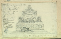 Cénotaphe d'Ulysse, pour l'acte III de "Pénélope", tragédie lyrique créée à Fontainebleau le 2 novembre 1785. Projet de décor de théâtre / Pierre-Adrien Pâris , [S.l.] : [P.-A. Pâris], [1700-1800]