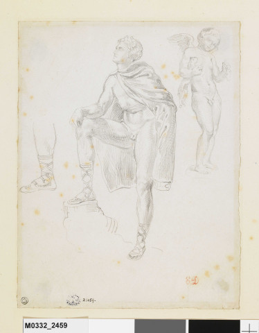 Feuille d'étude d'après des sculptures antiques : Seleucus et un enfant ailé