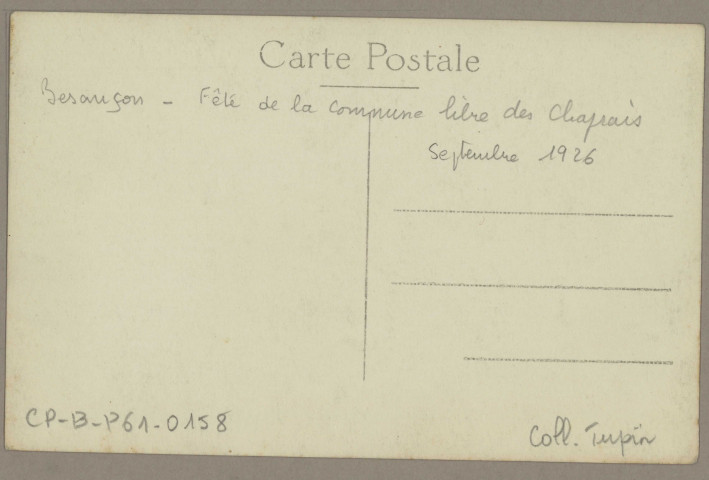 [Fête de la Commune libre des Chaprais, septembre 1926] [image fixe] , 1926