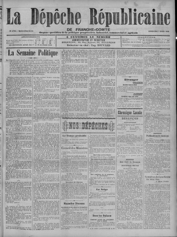 07/03/1909 - La Dépêche républicaine de Franche-Comté [Texte imprimé]