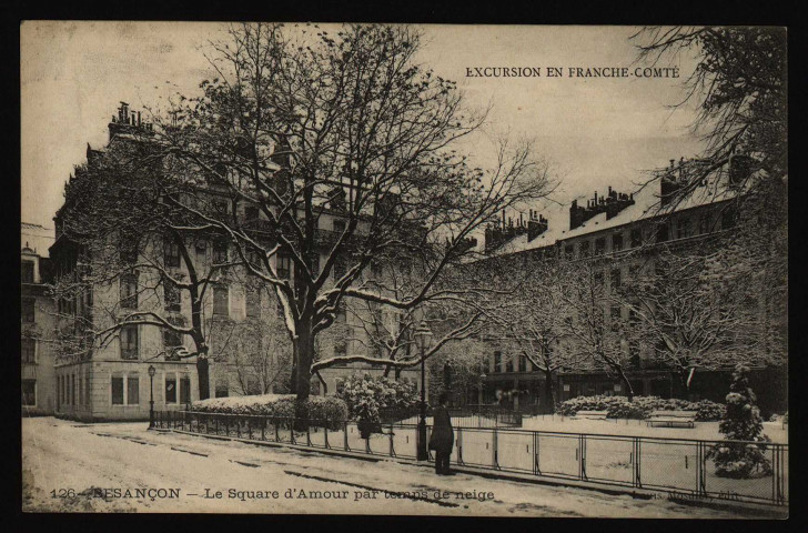 Besançon - Besançon - Le Square d'Amour par temps de neige. [image fixe] , Besançon : Louis Mosdier, édit., 1908/1912