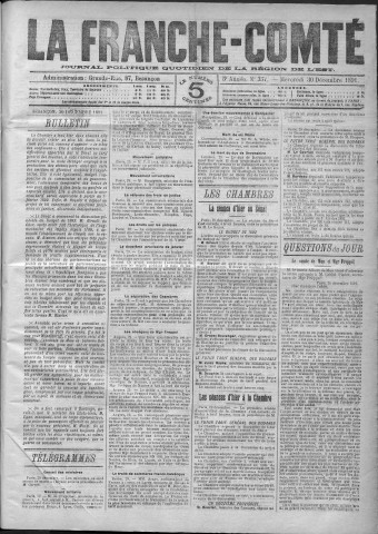30/12/1891 - La Franche-Comté : journal politique de la région de l'Est