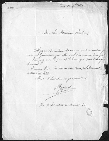 Ms 2966 (tome XXV) - Lettres adressées à P.-J. Proudhon : Raginel à Roland