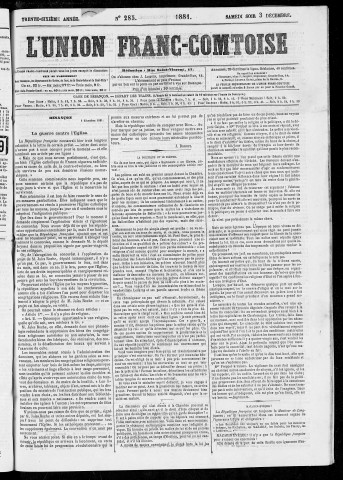 03/12/1881 - L'Union franc-comtoise [Texte imprimé]