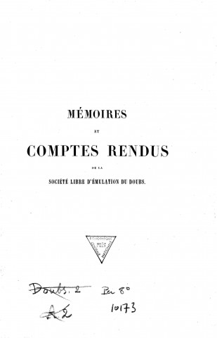 01/02/1844 - Mémoires de la Société d'émulation du Doubs [Texte imprimé]