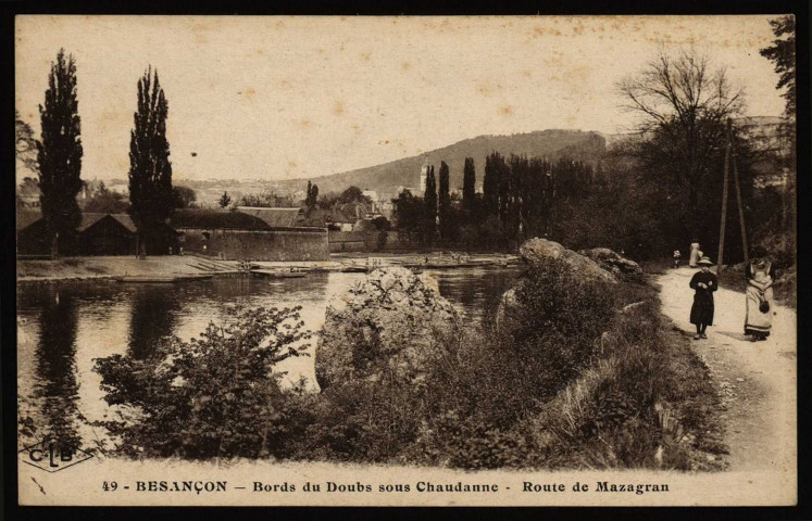 Besançon - Bords du Doubs sous Chaudanne - Route Mazagran [image fixe] , Besançon ; Dijon : C. L. B dans un losange : L. B., 1914/1948