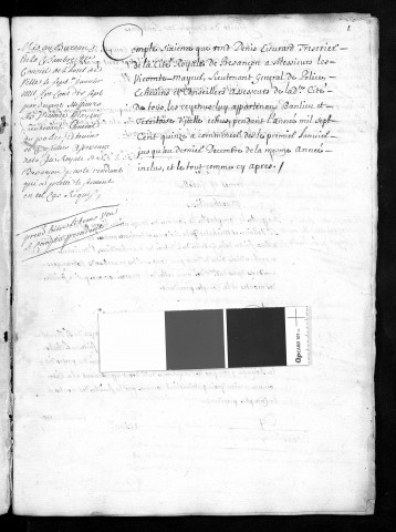 Comptes de la Ville de Besançon, recettes et dépenses, Compte de Denis Euvrard (1715)