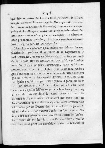 Proclamation du Conseil général des administrateurs du département du Doubs [Fait à Besançon le II Juin 1790]