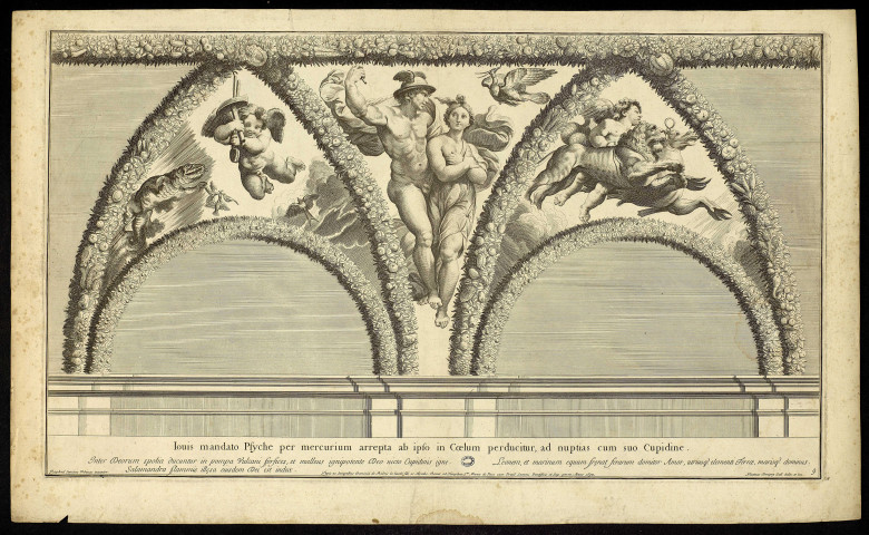 Psyché et Mercure [image fixe] / Raphael Sanctius Urbinas inventor. Nicolaus Dirigny Gall. delin et inc , 1693
