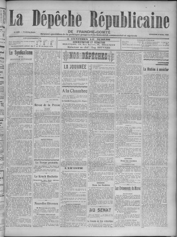 03/04/1908 - La Dépêche républicaine de Franche-Comté [Texte imprimé]