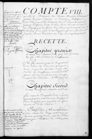 Comptes de la Ville de Besançon, recettes et dépenses, Compte de Pierre François Garnier (1754)