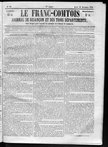 26/12/1848 - Le Franc-comtois - Journal de Besançon et des trois départements