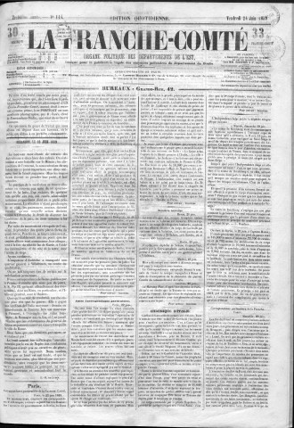 24/06/1859 - La Franche-Comté : organe politique des départements de l'Est