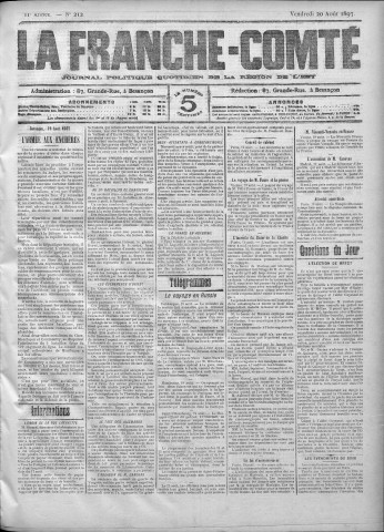20/08/1897 - La Franche-Comté : journal politique de la région de l'Est