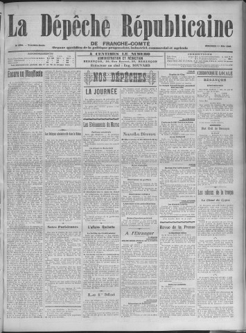 01/05/1908 - La Dépêche républicaine de Franche-Comté [Texte imprimé]