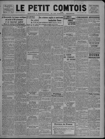 09/09/1942 - Le petit comtois [Texte imprimé] : journal républicain démocratique quotidien