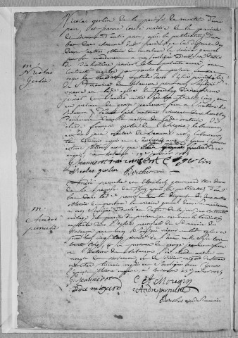 Paroisse Saint Maurice : mariages extérieurs à la paroisse mais enregistrés à St Maurice (16 novembre 1734 - 15 octobre 1738)