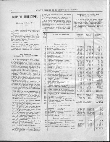 Registre des délibérations du Conseil municipal pour les années 1941 à 1945 (imprimé) avec table alphabétique.