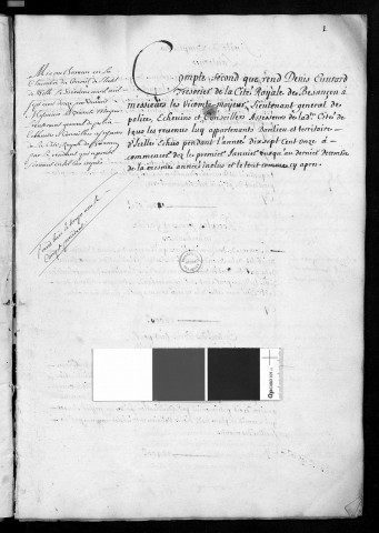 Comptes de la Ville de Besançon, recettes et dépenses, Compte de Denis Euvrard (1711)