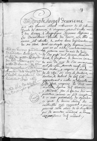 Comptes de la Ville de Besançon, recettes et dépenses, Compte de François Morel (1er juin 1668 - 31 mai 1669)