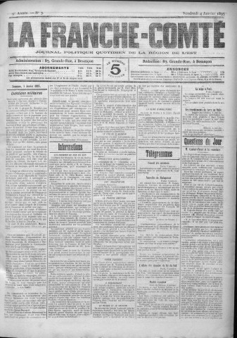04/01/1895 - La Franche-Comté : journal politique de la région de l'Est