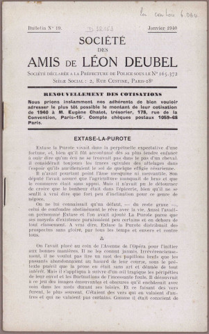 01/1940 - Bulletin / Société des amis de Léon Deubel
