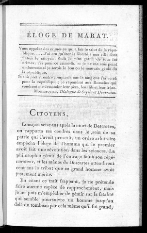 Eloge de Marat prononcé le jour de la pompe funèbre qui a eu lieu à Besançon le 25 août par P. J. Briot