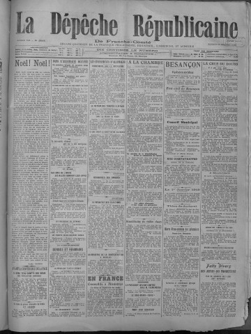 25/12/1918 - La Dépêche républicaine de Franche-Comté [Texte imprimé]