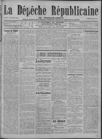27/06/1914 - La Dépêche républicaine de Franche-Comté [Texte imprimé]