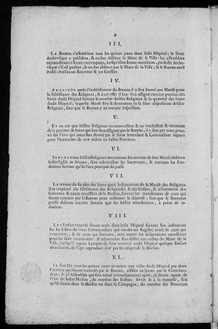 Lettres patentes portant règlement pour l'hôpital du Saint Esprit de Besançon [Signé :) Donné à Versailles au mois d'octobre mil sept cens treize. Louis