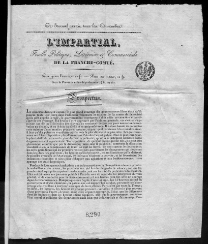 01/03/1829 - L'Impartial [Texte imprimé] : feuille politique, littéraire et commerciale de la Franche-Comté