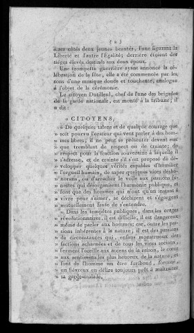 Procès-verbal de la célébration de la fête des époux en la commune de Besançon, département du Doubs le 10 floréal, an 4e de la République