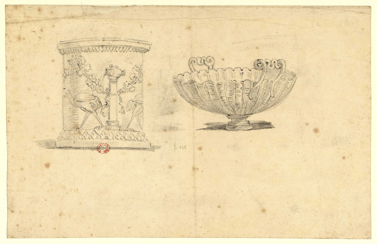 Cippe et coupe à boire [Dessin] , [S.l.] : [s.n.], [1750-1799]