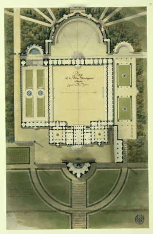 Plan de la villa Mondragone à Frascati / Pierre-Adrien Pâris , [S.l.] : [P.-A. Pâris], [1700-1800]