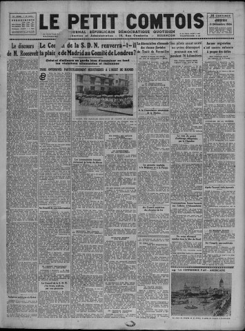 03/12/1936 - Le petit comtois [Texte imprimé] : journal républicain démocratique quotidien