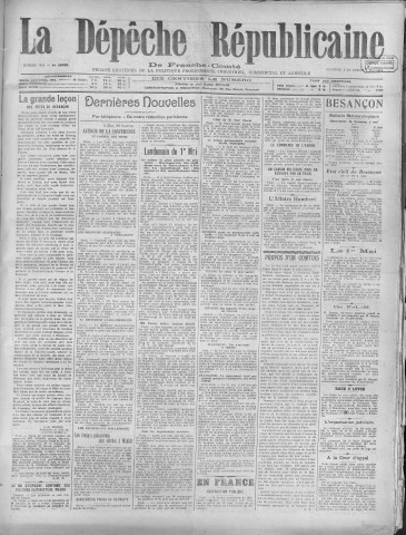 03/05/1919 - La Dépêche républicaine de Franche-Comté [Texte imprimé]