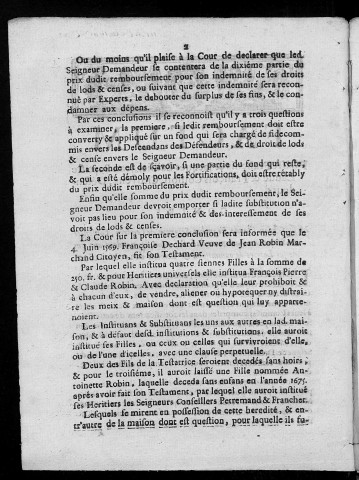 Factum pour François et Jacques Caillier, Jean-Baptiste Laude et François Coulon, citoyens, défendeurs, contre Messire Jean-Claude Franchet, seigneur de Cendrey,... demandeur aux fins de ses lettres de commission et exploit du 25 may 1697