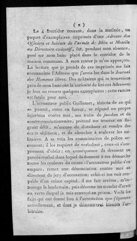 Mémoire justificatif pour le citoyen Michel Doll, marchand de livres demeurant à Besançon, prévenus de distribution d'imprimés contenant des provocations déclarées criminelles par la loi du 27 germinal an 4e de la République française, une et indivisible