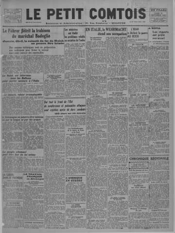 13/09/1943 - Le petit comtois [Texte imprimé] : journal républicain démocratique quotidien