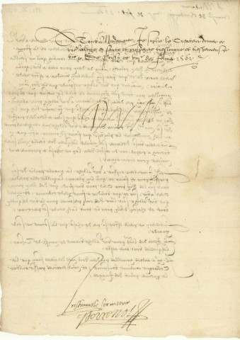 Ms Z 600 - Antoine Perrenot de Granvelle. Lettre à Marguerite de Parme. Poissy. 8 février 1562.